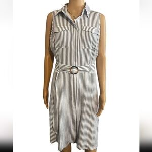 White House Black Market Blue and White Midi Sundress